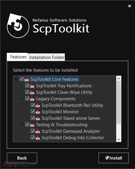 Выбор компонентов ScpToolkit