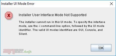 nstaller User Interface Mode Not Supported